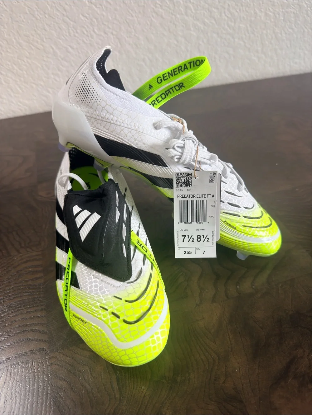 adidas Kids Predator Soccer Cleats - White, Black & Neon Yellow